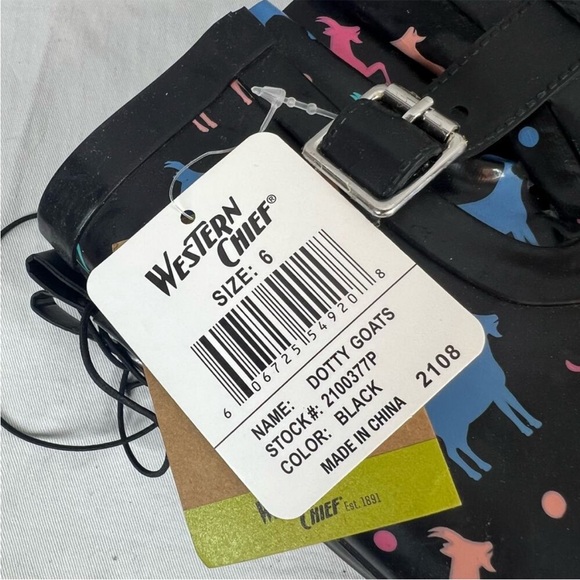 Western chief dotty goats printed Tall waterproof rain boots NWT - Picture 5 of 5